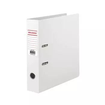 Папка-регистратор BRAUBERG с двухсторонним покрытием из ПВХ, 70 мм, белая, 222651