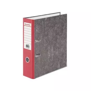 Папка-регистратор BRAUBERG, усиленный корешок, мраморное покрытие, 80 мм, с уголком, красная