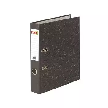 Папка-регистратор STAFF Бюджет с мраморным покрытием, 50 мм, без уголка, черный корешок, 227184, (5 шт.)