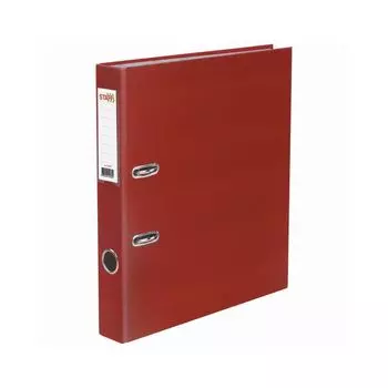 Папка-регистратор STAFF, с покрытием из ПВХ, 50 мм, без уголка, красная, 225978