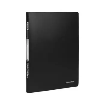 Папка с металлическим скоросшивателем BRAUBERG стандарт, черная, до 100 листов, 0,6 мм, 221634, (8 шт.)