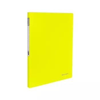 Папка с металлическим скоросшивателем и внутренним карманом BRAUBERG Neon, 16 мм, желтая, до 100 листов, 0,7 мм, 227465, (6 шт.)