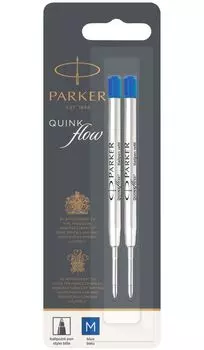 Parker Стержени для шариковой ручки Quink Flow (2шт), M, синий (в блистере)