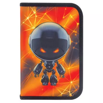 Пенал BRAUBERG, 1 отделение, откидная планка, ткань, 20х13 см, U.F.O., 228094