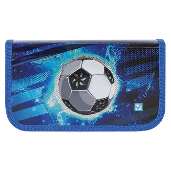 Пенал BRAUBERG, 2 отделения, металлизированный картон, конгрев, 19х11 см, Футбол, 228099