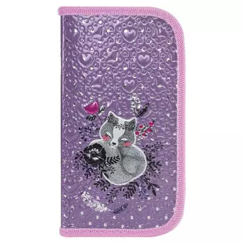 Пенал BRAUBERG, 2 отделения, металлизированный картон, конгрев, 19х11 см, Лисичка, 228097