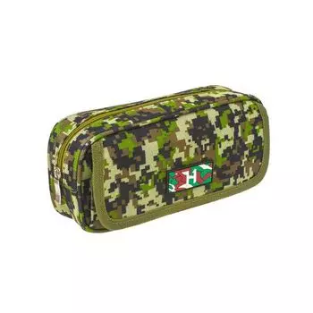 Пенал BRAUBERG для мальчиков, 2 отделения, полиэстер, Military, зеленый, 21х5х9 см