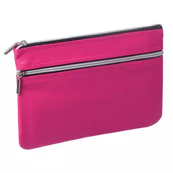 Пенал-косметичка BRAUBERG под фактурную кожу, розовый, 1 отделение, 2 кармана, Монро, 24х17 см, 224037