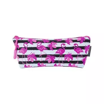Пенал-косметичка BRAUBERG треугольный, мягкий, "Flamingo", 22х3х8 см, 229254