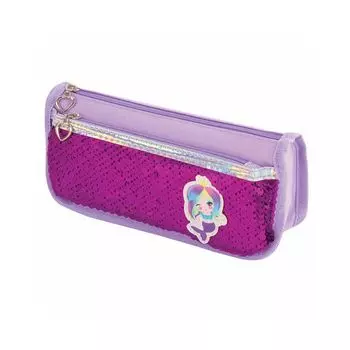 Пенал-косметичка ЮНЛАНДИЯ, 2 отделения, полиэстер, пайетки, Русалка, фиолетовый, 21х6x9
