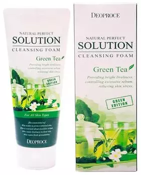 Пенка для умывания зеленый чай Deoproce Natural Perfect Solution Cleansing Foam Green Tea 170гр