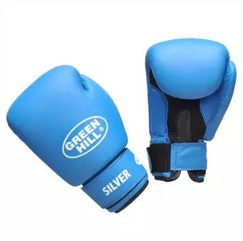 Перчатки боксёрские Green Hill SILVER и/к, BGS-2039, Синий, 12 унций