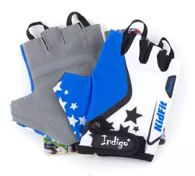 Перчатки вело детские INDIGO Звездочки, SB-01-8803, Бело-Голубой, 2XS