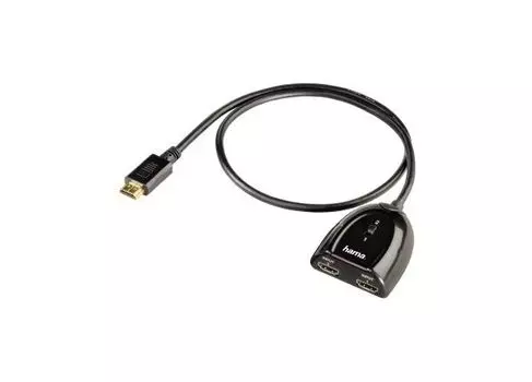 Переключатель аудио-видео Hama H-42553 HDMI (m)-2хHDMI (f) позол. контакты черный (00042553)