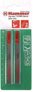 Пилка для лобзика Hammer Flex 204-103 JG WD T101BR др./пл, 74мм, шаг 2.5, обр.зуб, HCS, 2шт.