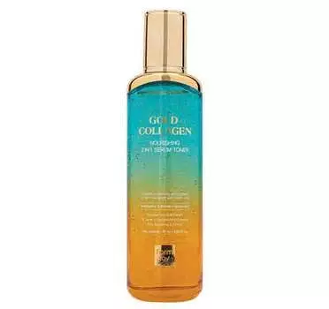 Питательный тонер-сыворотка 2 в 1 FarmStay с золотом и коллагеном, 130мл