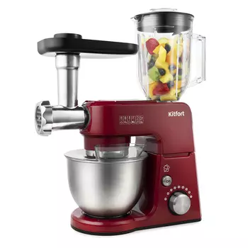 Миксер планетарный цельнометаллический Kitfort KT-1366-1, "4 в 1" красный