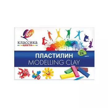 Пластилин классический ЛУЧ Классика, 24 цвета, 480 г, со стеком, картонная упаковка, 28С 1642-08