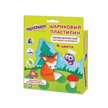 Пластилин шариковый ЮНЛАНДИЯ ЮНЛАНДИК ПО ЛЕСУ ИДЕТ, 4 цвета по 75 мл, застывающий