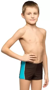 Плавки-шорты детские со вставками, П 57-012-7, Коричнево-голубой, 30
