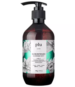 PLU Скраб-гель для душа, малина и мята Scrub Wash Raspberry Mint, 500 г