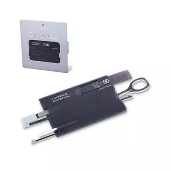 Подарочный набор Швейцарская Карта VICTORINOX Swiss Card Onyx, полупрозрачная, черная, 11 функ., 0.7133.T3