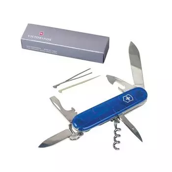 Подарочный нож VICTORINOX Spartan, 91 мм, складной, прозрачный синий, 12 функций, 1.3603.Т2