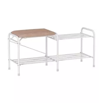 Подставка для обуви Альфа 32, 2-х полочная ,с сиденьем 80 см (81*38*30) белый ПДОА 32С Б