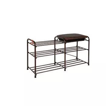 Подставка для обуви "Альфа 33" с сиденьем и ящиком, медный антик ПДОА 33СЯ М