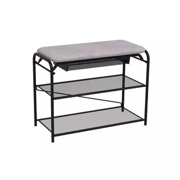 Подставка для обуви "Гранада 23", 2 полки,с сиденьем и ящиком, черный ПДОГ23В Ч