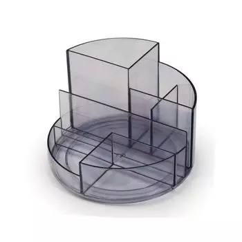 Подставка-органайзер СТАММ Профи, 130х130х90 мм, 6 отделений, тонированная серая, ОР05