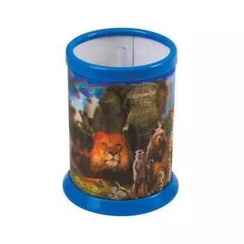 Подставка-стакан для канцелярских принадлежностей BRAUBERG, 3D-эффект, Дикие животные, D 87x106 мм, 236441, (5 шт.)