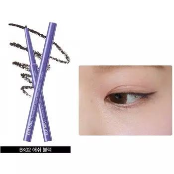 Подводка для глаз тонкая The Saem Eco Soul Powerproof Super Slim Eyeliner BK02 Ash Black 0,1гр