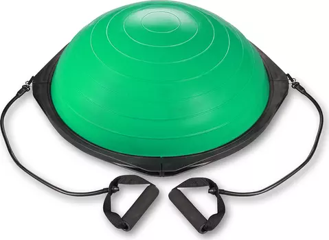 Полусфера для фитнеса BOSU с эспандерами и насосом, IN086, Зеленый, 60 см