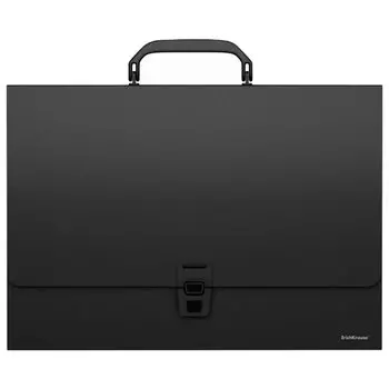 Портфель пластиковый ERICH KRAUSE Classic, А4 (335х230х35 мм), без отделений, фактура песок, черный, 43074