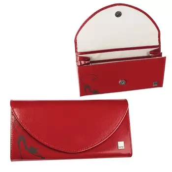 Портмоне женское BEFLER Изящная кошка, 190х100 мм, натуральная кожа, магнитный замок, тиснение, красное, PJ.66.-1