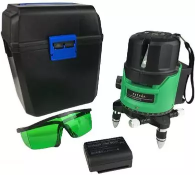 Построитель лазерных плоскостей самовыравнивающийся ZITREK LL1V1H-Li-GL (2 линии, зеленый луч, литиевый аккумулятор, кейс)