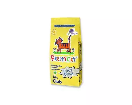 PrettyCat наполнитель комкующийся для кошачьих туалетов "Cупер белый" с ароматом лаванды 10 кг