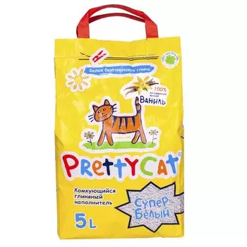 PrettyCat наполнитель комкующийся для кошачьих туалетов "Супер белый" с ароматом ванили 4,2 кг (5 л)