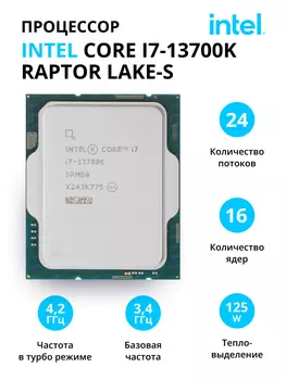 Процессор Intel Core i7-13700K Raptor Lake-S ОЕМ (CM8071504820705)