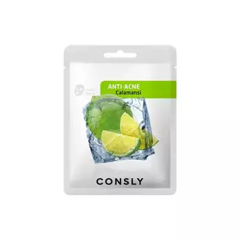 Противовоспалительная тканевая маска с экстрактом каламанси, 20мл, CONSLY Calamansi Anti-Acne Mask Pack, 20 мл