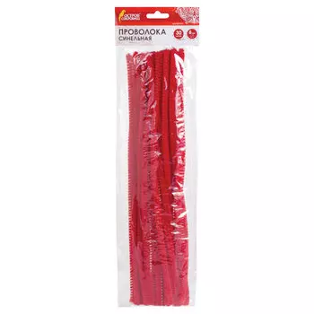 Проволока синельная для творчества Пушистая, красная, 30 шт., 0,6х30 см, ОСТРОВ СОКРОВИЩ, 661533, (12 шт.)