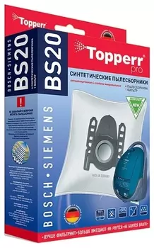 Пылесборники синтетические Topperr BS 20 4шт + 1 фильтр для Bosch / Siemens