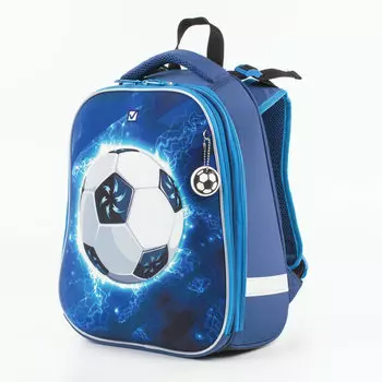 Ранец BRAUBERG PREMIUM, 2 отделения, с брелоком, для мальчиков, Футбол, 38х29х18 см, 227814
