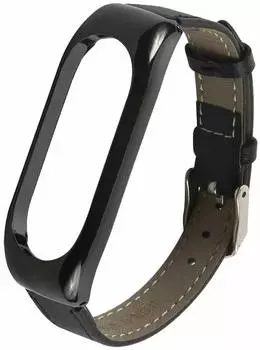 Ремешок Red Line кожаный для Xiaomi Mi Band 5/ Mi Smart Band 6, черный УТ000022706