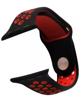 Ремешок Red Line силиконовый двухцветный для Apple watch - 42-44 mm (S3/S4/S5 SE/S6), черно-красный УТ000022901