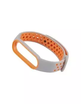 Ремешок Red Line силиконовый двухцветный для Xiaomi Mi Band 5/6, серо-оранжевый УТ000025204