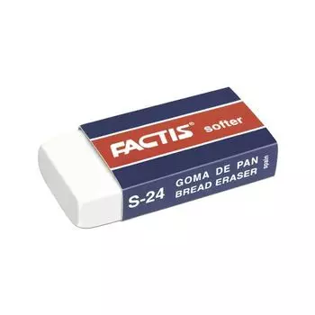 Резинка стирательная FACTIS Softer S 24 (Испания), 50х24х10 мм, картонный держатель, синтетический каучук, CNFS24, (24 шт.)