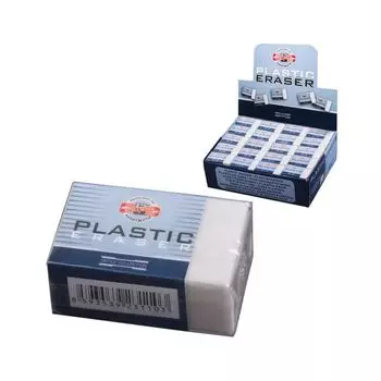 Резинка стирательная KOH-I-NOOR, прямоугольная, 30х18х12 мм, белая, картонный держатель, картонный дисплей, 4770080002KD, (60 шт.)