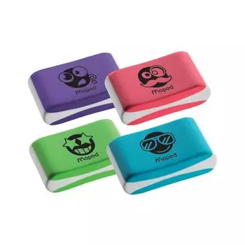 Резинка стирательная MAPED (Франция) Essentials Soft Color, 33,5х21,5х9,9мм, цветная, дисплей, 112921, (80 шт.)